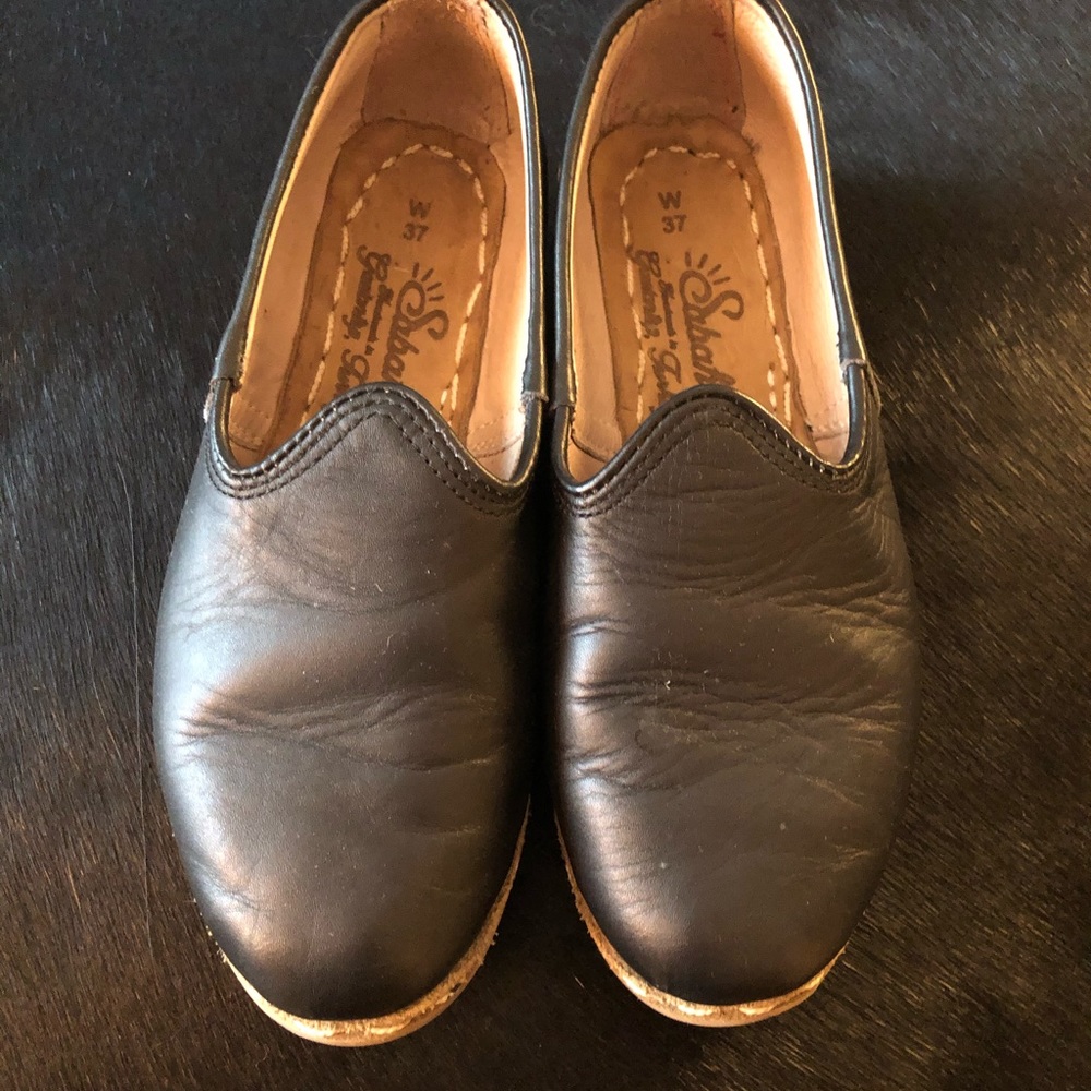 Sabah Black Leather Slip Ons Size women’s 37